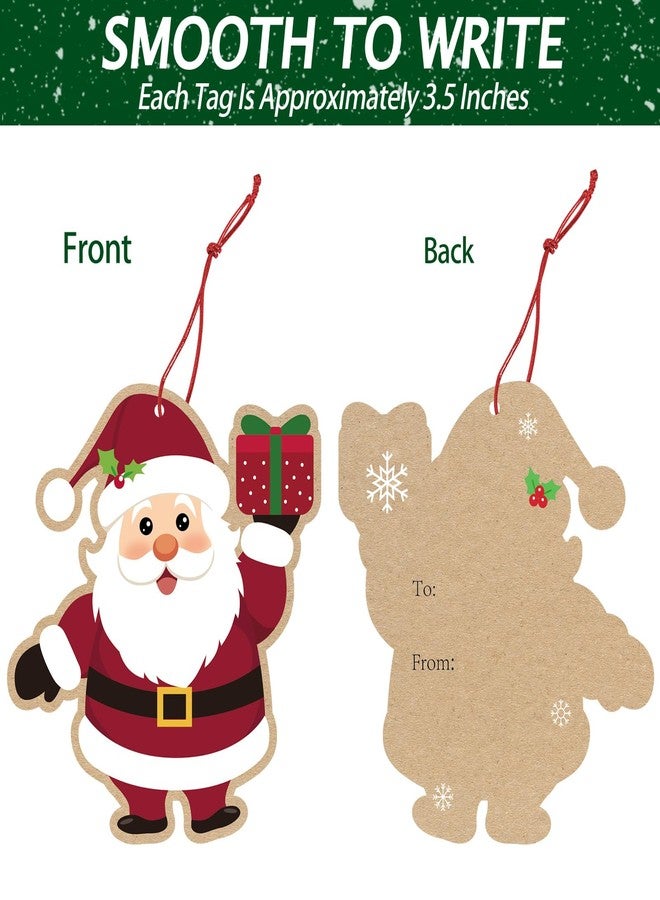 COCHIE Glitter Printed Xmas Gift Labels - 63Pcs Christmas Name Tags with String and Reindeer, Santa, Snowman Gift Labels for DIY Holiday Present Wrapping - Image 5